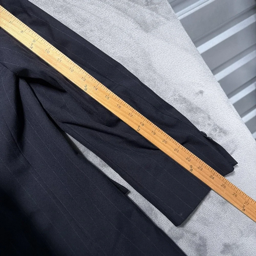Paul Stuart Suit Jacket Mens 45 Long Navy Pinstripe Wool Double Breasted England